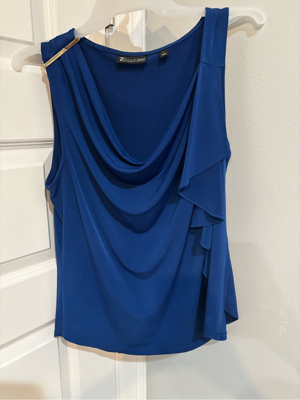 Chiffon Draped Sleeveless Top - Royal Blue